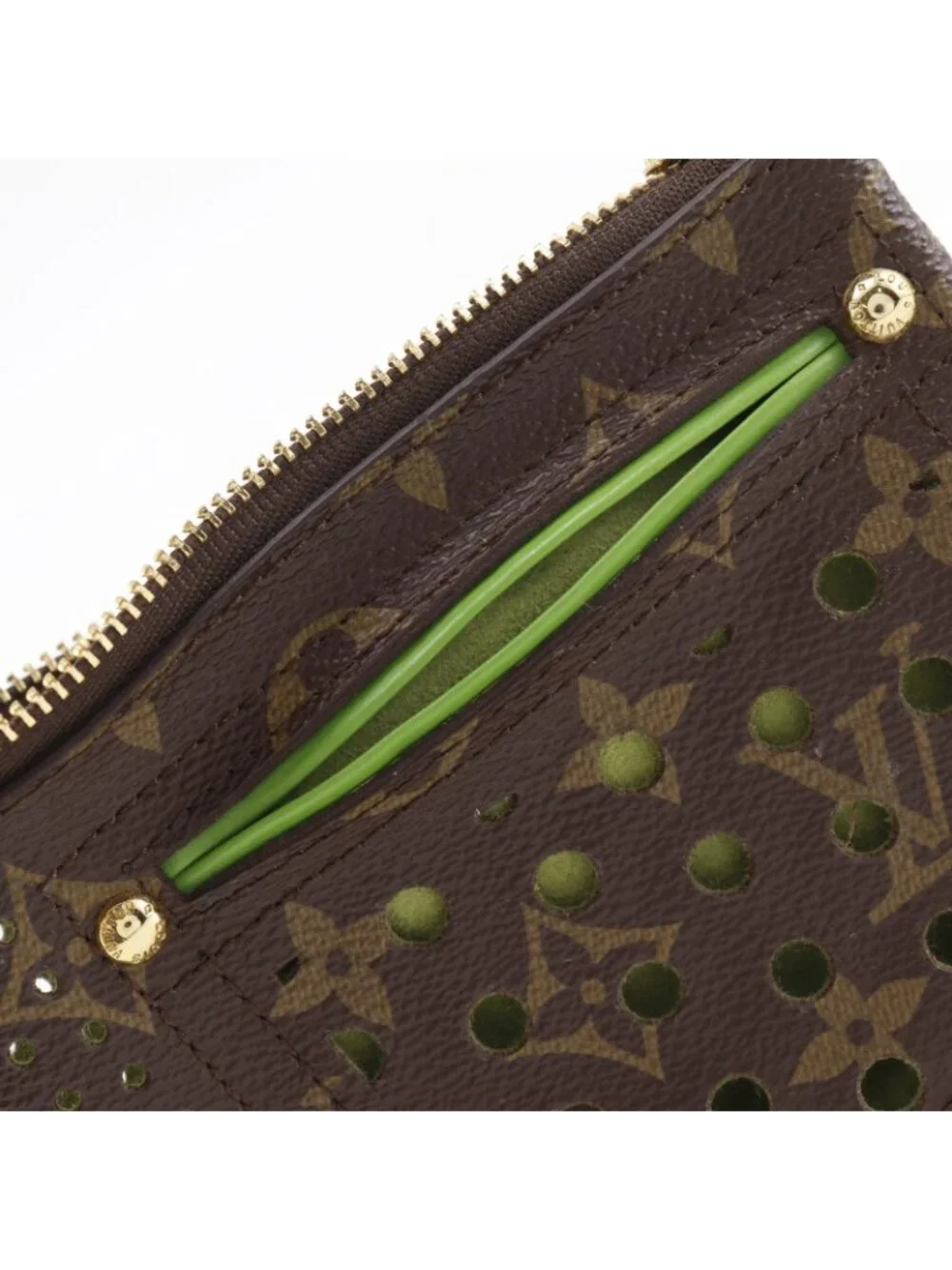 Louis Vuitton Pochette Pratt Monogram Perfo Canvas Vert Brown Pouch